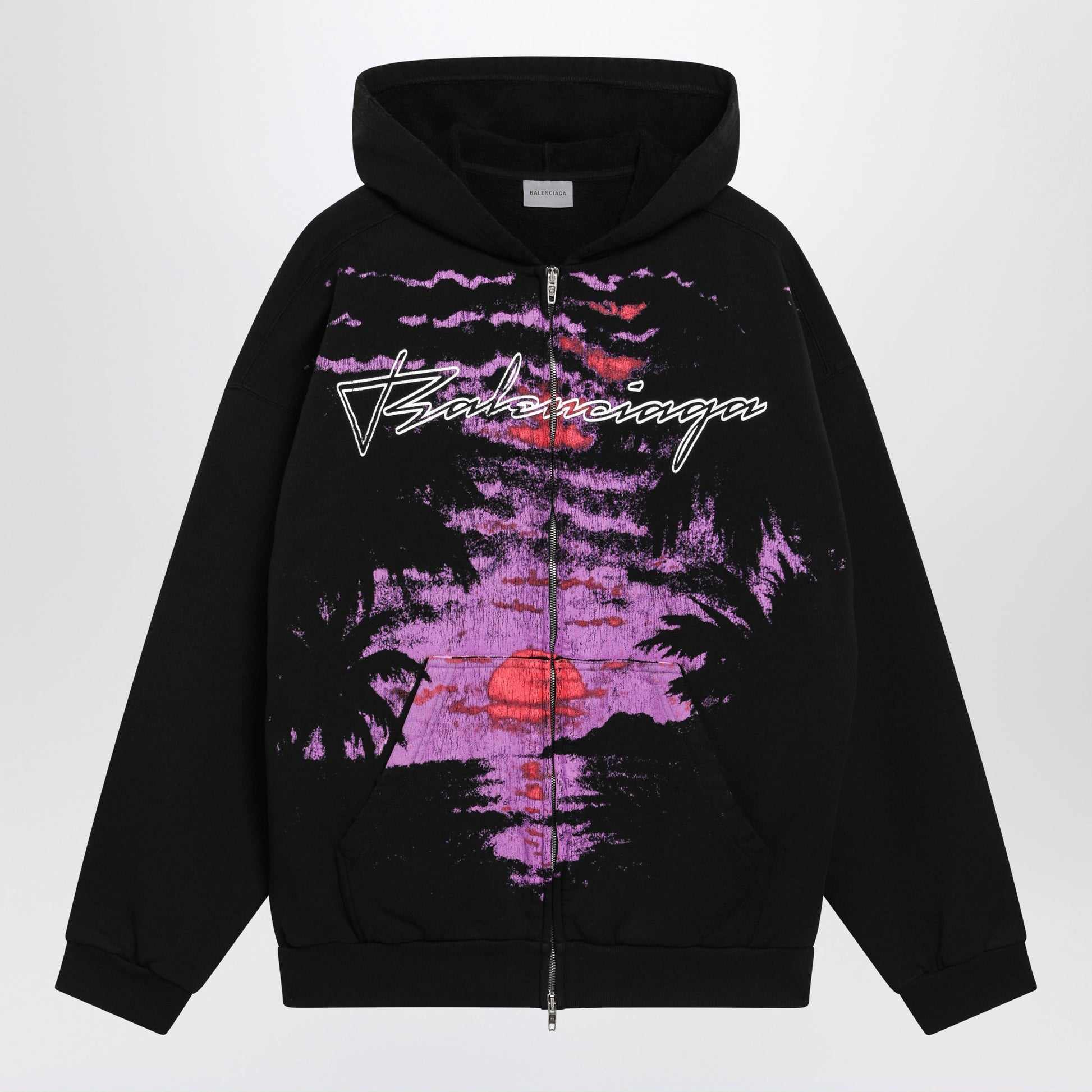 Balenciaga Zip-Up Hoodie Dream Surfer In Cotton Fleece Black Women BALENCIAGA