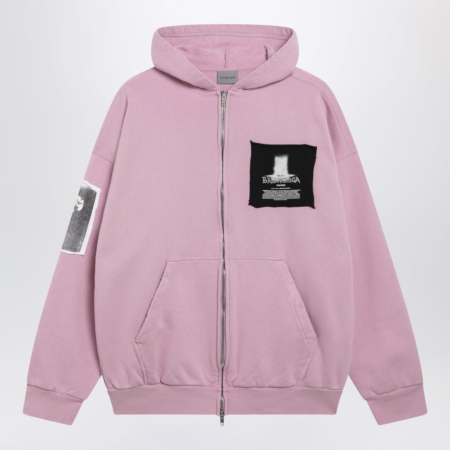 Balenciaga Antique Pink Cotton Jersey Zip-Up Hoodie Women BALENCIAGA