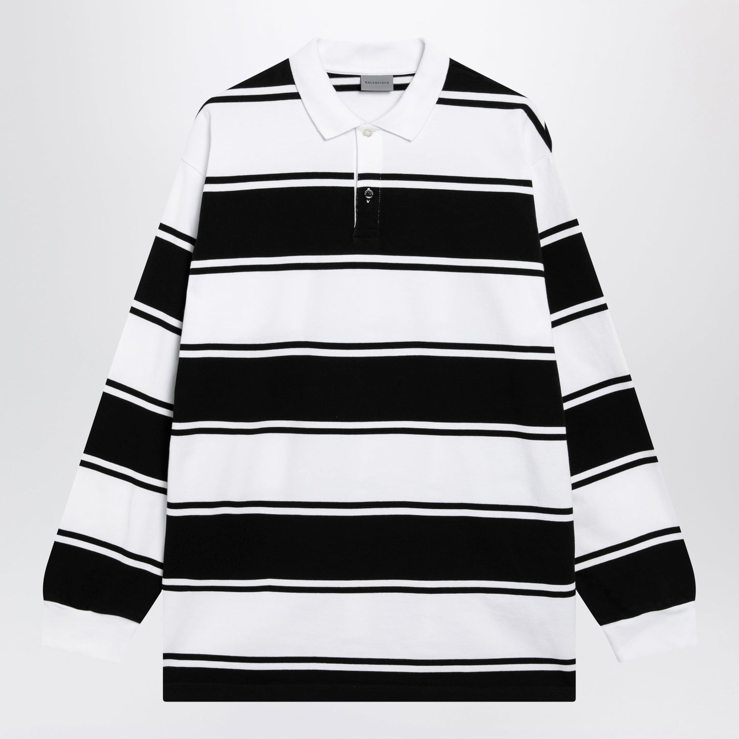Balenciaga Black/White Striped Cotton Polo Shirt Men BALENCIAGA