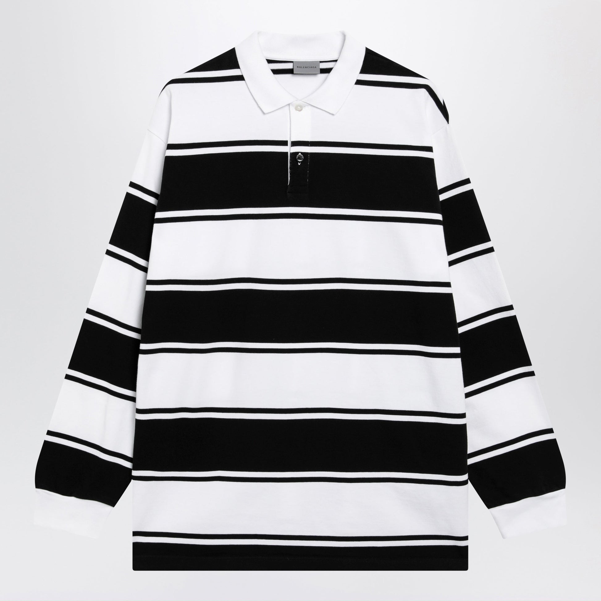 Balenciaga Black/White Striped Cotton Polo Shirt Men BALENCIAGA