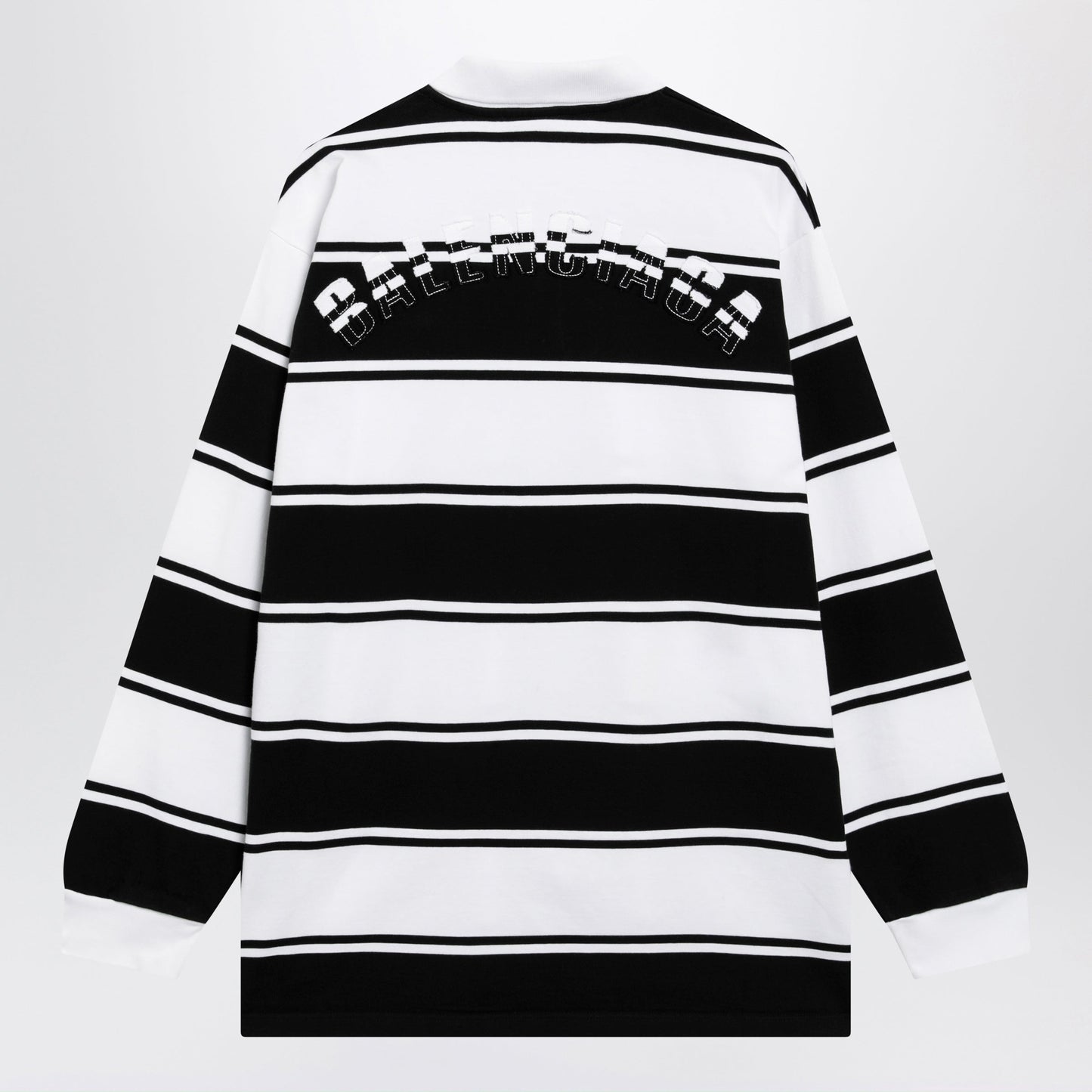 Balenciaga Black/White Striped Cotton Polo Shirt Men BALENCIAGA
