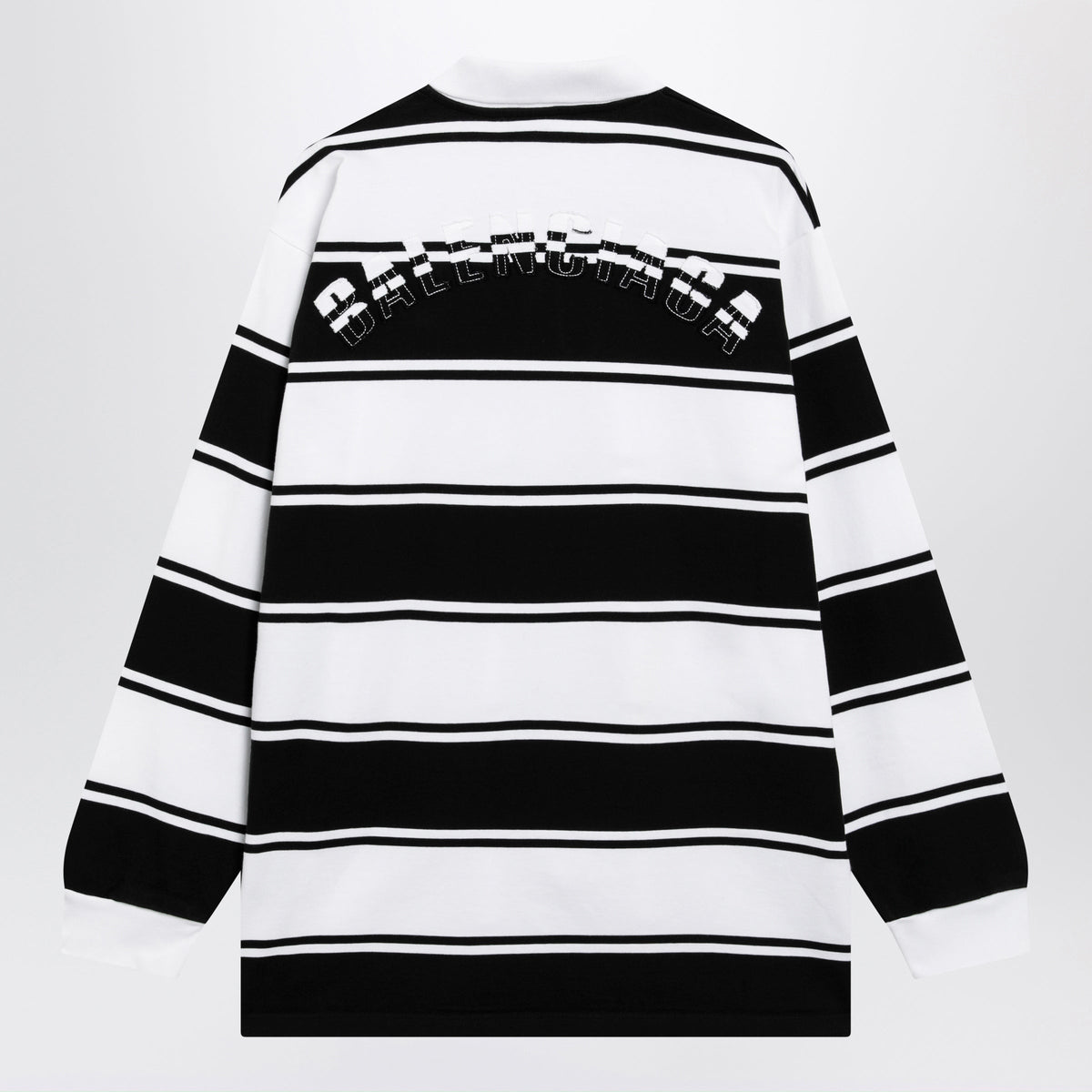 Balenciaga Black/White Striped Cotton Polo Shirt Men BALENCIAGA