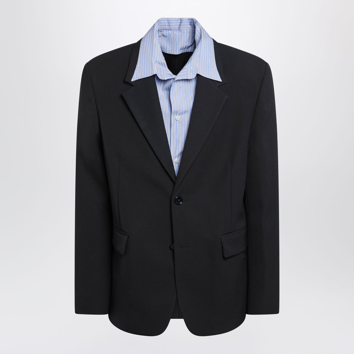 Balenciaga Dark Blue Hybrid Overshirt In Wool Twill Men BALENCIAGA