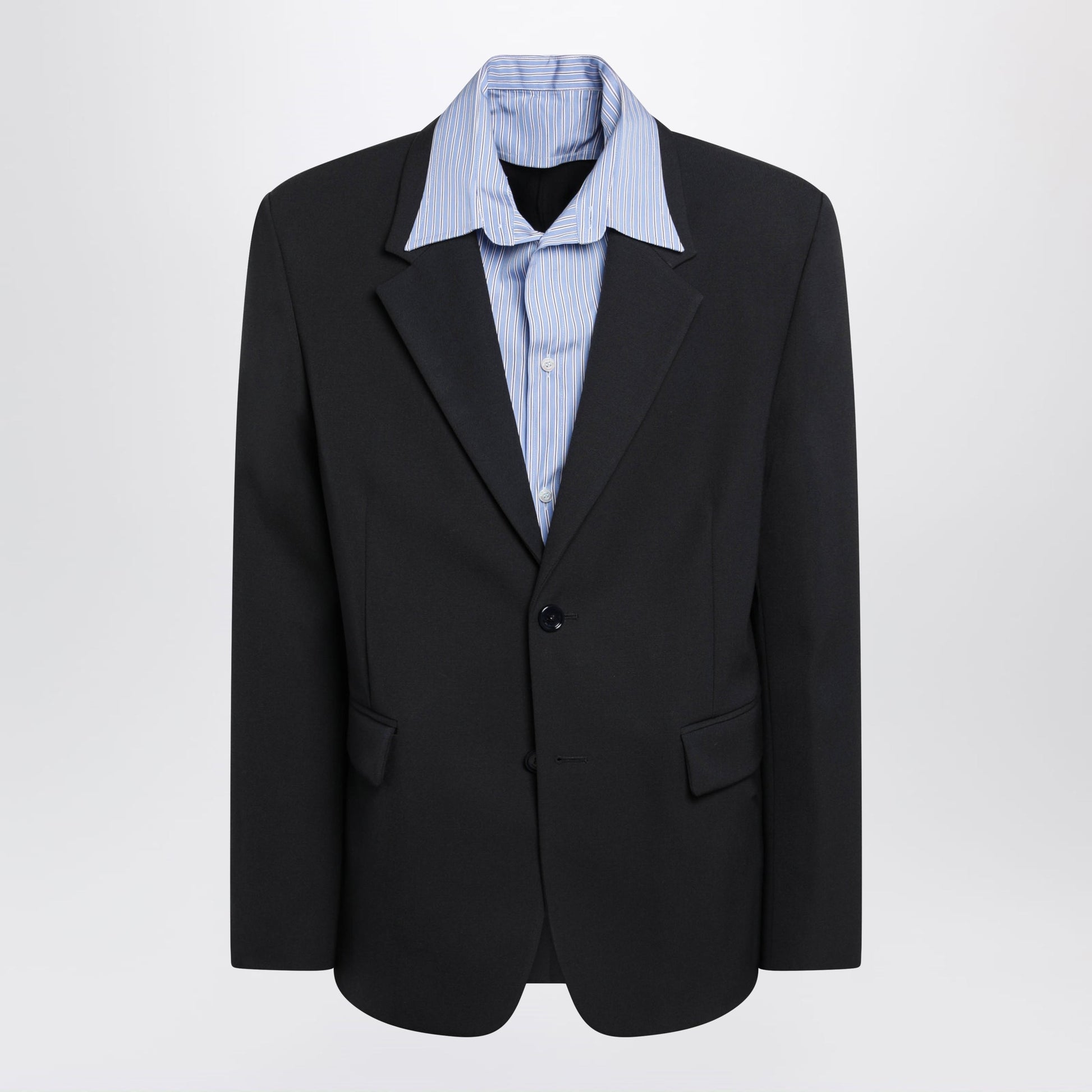 Balenciaga Dark Blue Hybrid Overshirt In Wool Twill Men BALENCIAGA