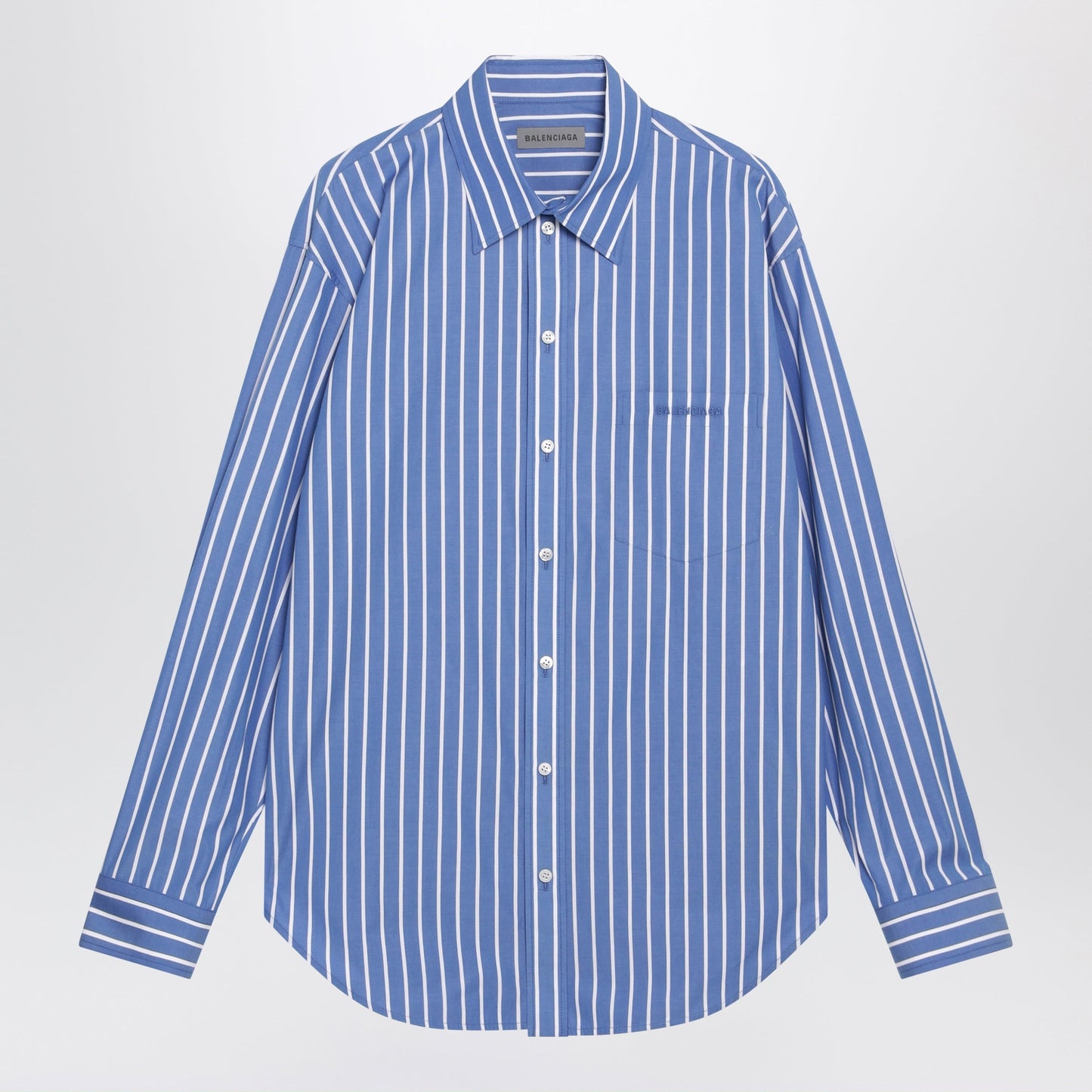 Balenciaga Light Blue Striped Cotton Shirt Men BALENCIAGA