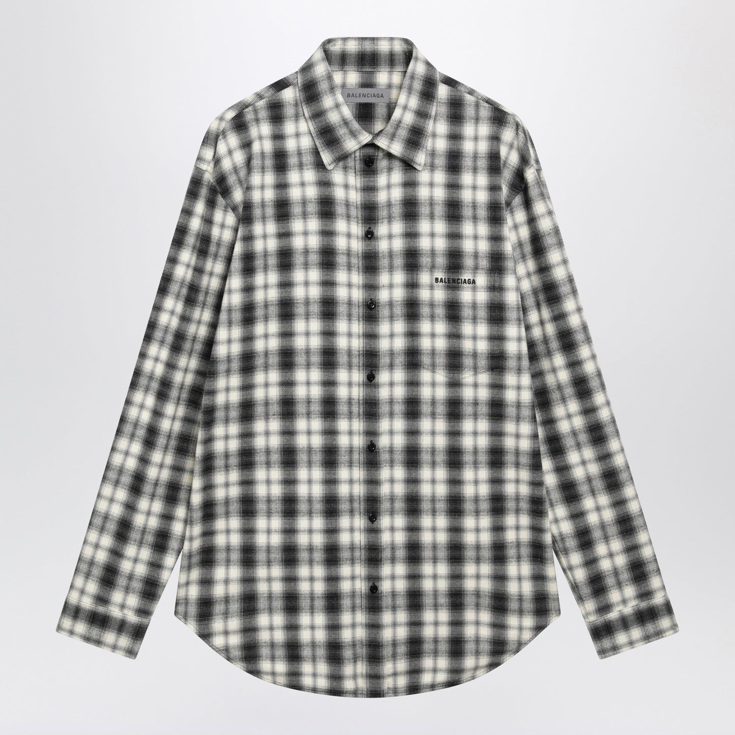 Balenciaga Regular-Fit Checked Cotton Flannel Shirt In White/Black Men BALENCIAGA