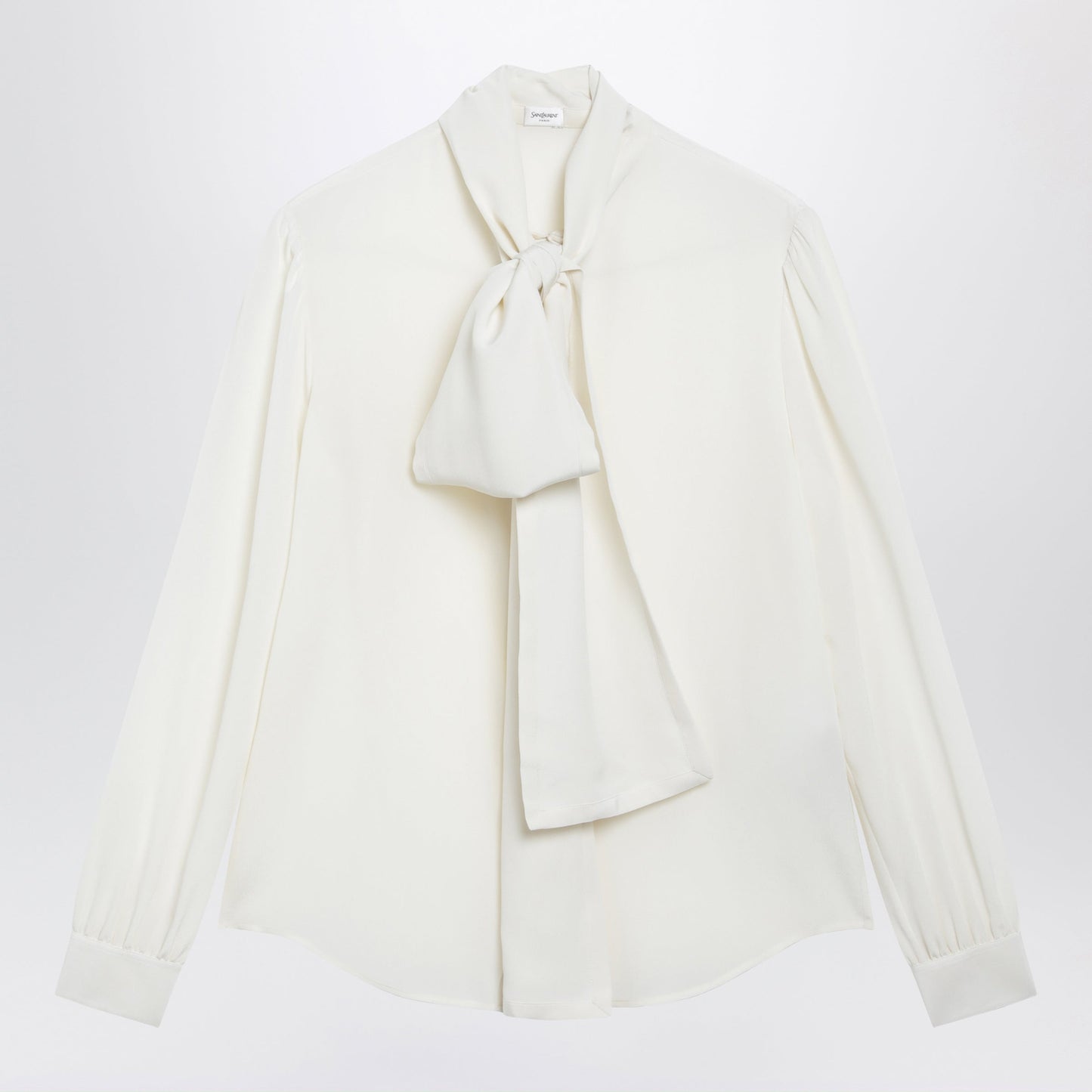 Saint Laurent Chalk Silk Lavalliã¨Re-Neck Blouse Women SAINT LAURENT