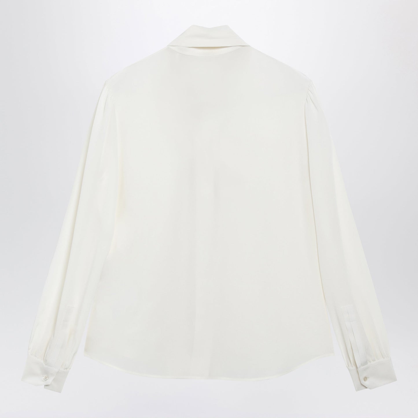 Saint Laurent Chalk Silk Lavalliã¨Re-Neck Blouse Women SAINT LAURENT
