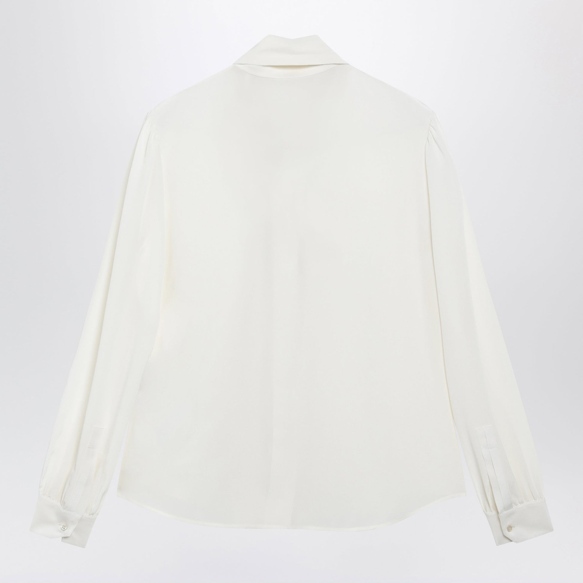 Saint Laurent Chalk Silk Lavalliã¨Re-Neck Blouse Women SAINT LAURENT