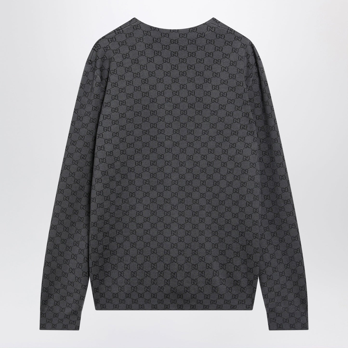 Gucci Grey Wool And Silk Cardigan With Gg Motif Men GUCCI