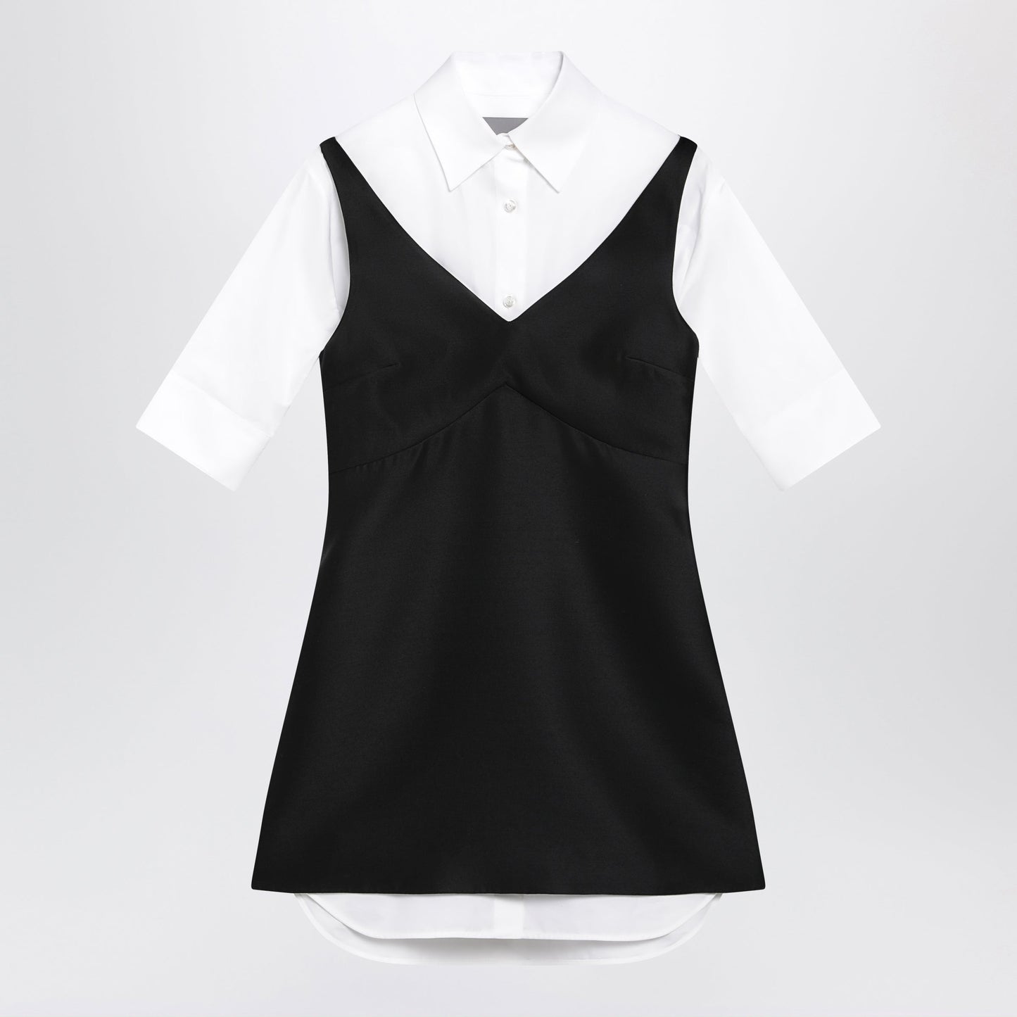 Balenciaga Hybrid Chemisier Mini Dress In Wool And Silk Black Women BALENCIAGA