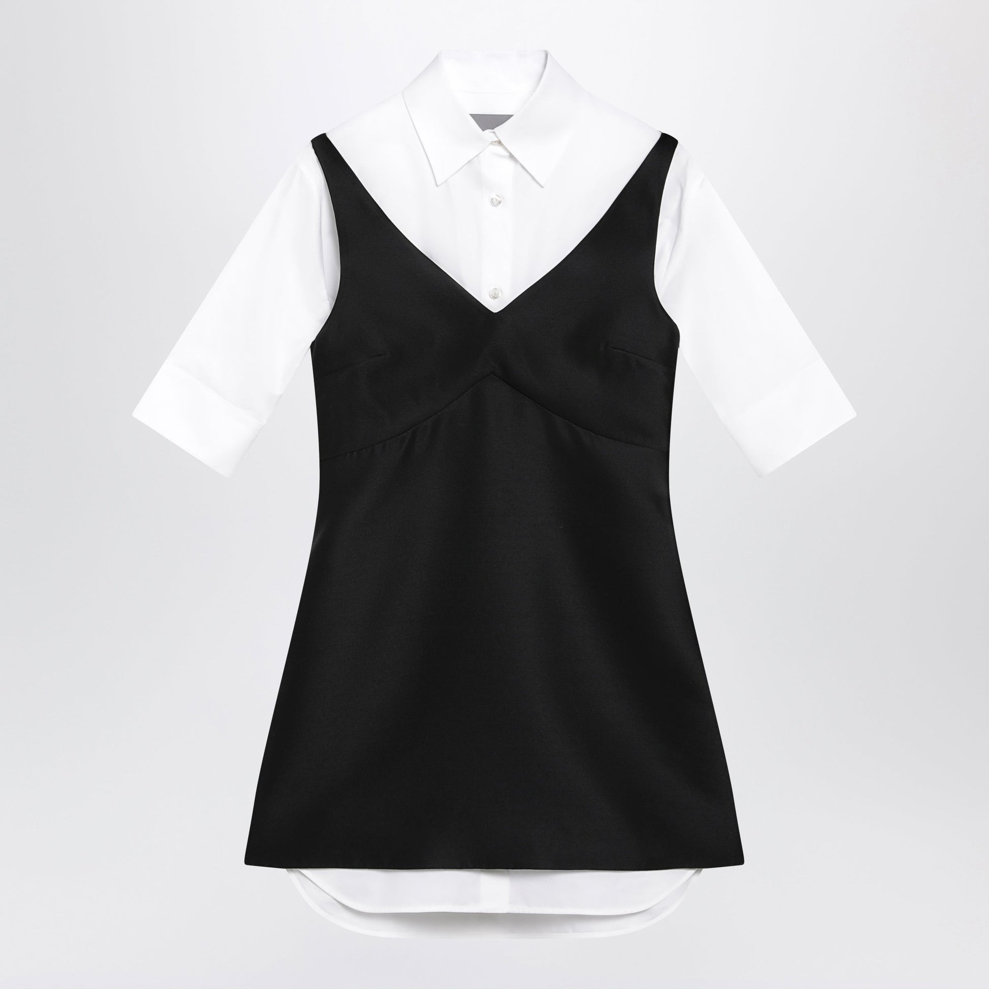 Balenciaga Hybrid Chemisier Mini Dress In Wool And Silk Black Women BALENCIAGA