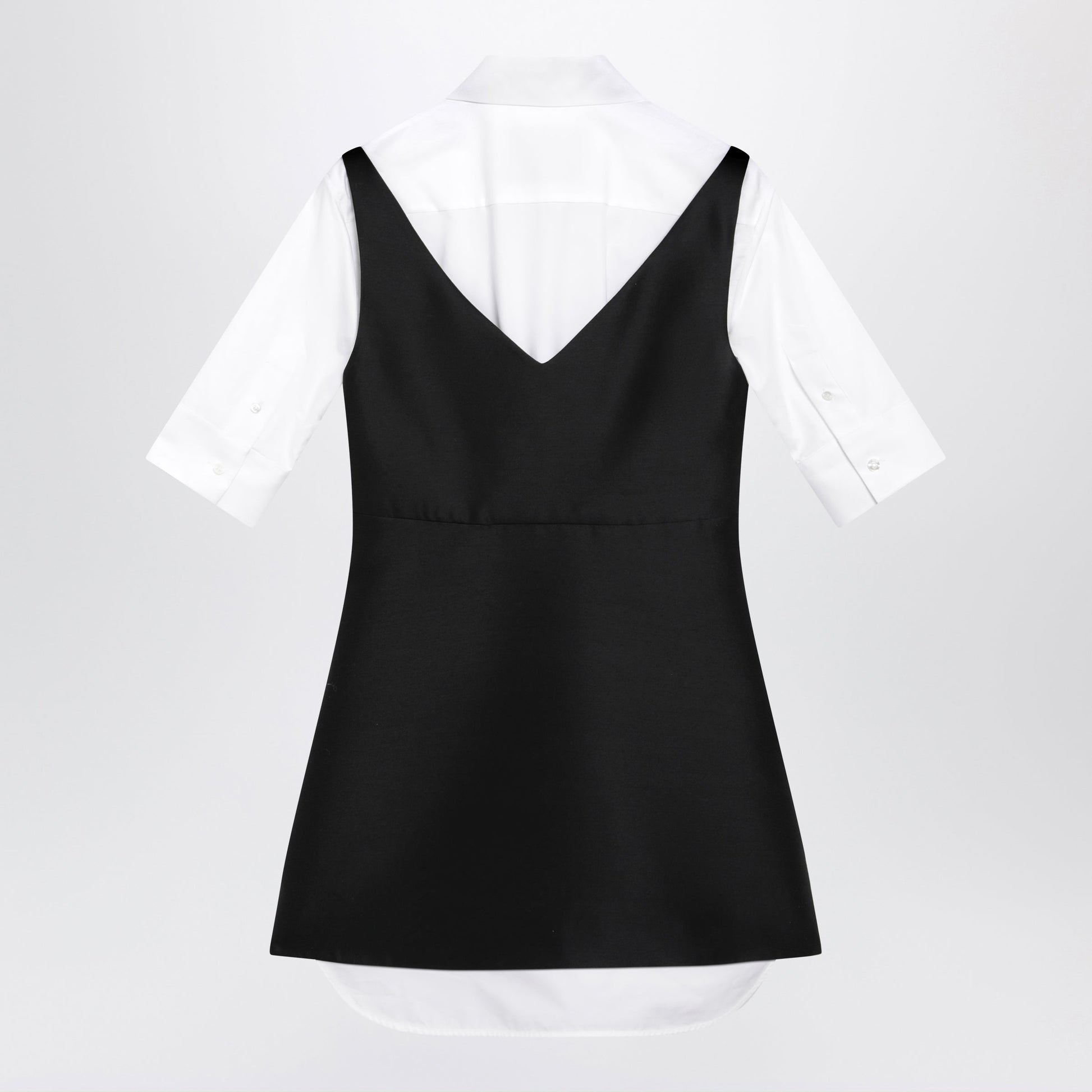 Balenciaga Hybrid Chemisier Mini Dress In Wool And Silk Black Women BALENCIAGA