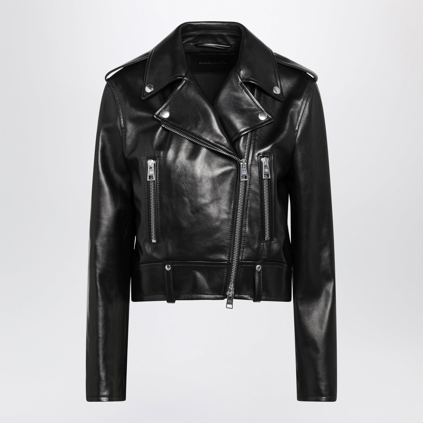 Balenciaga Black Leather Biker Jacket Women BALENCIAGA