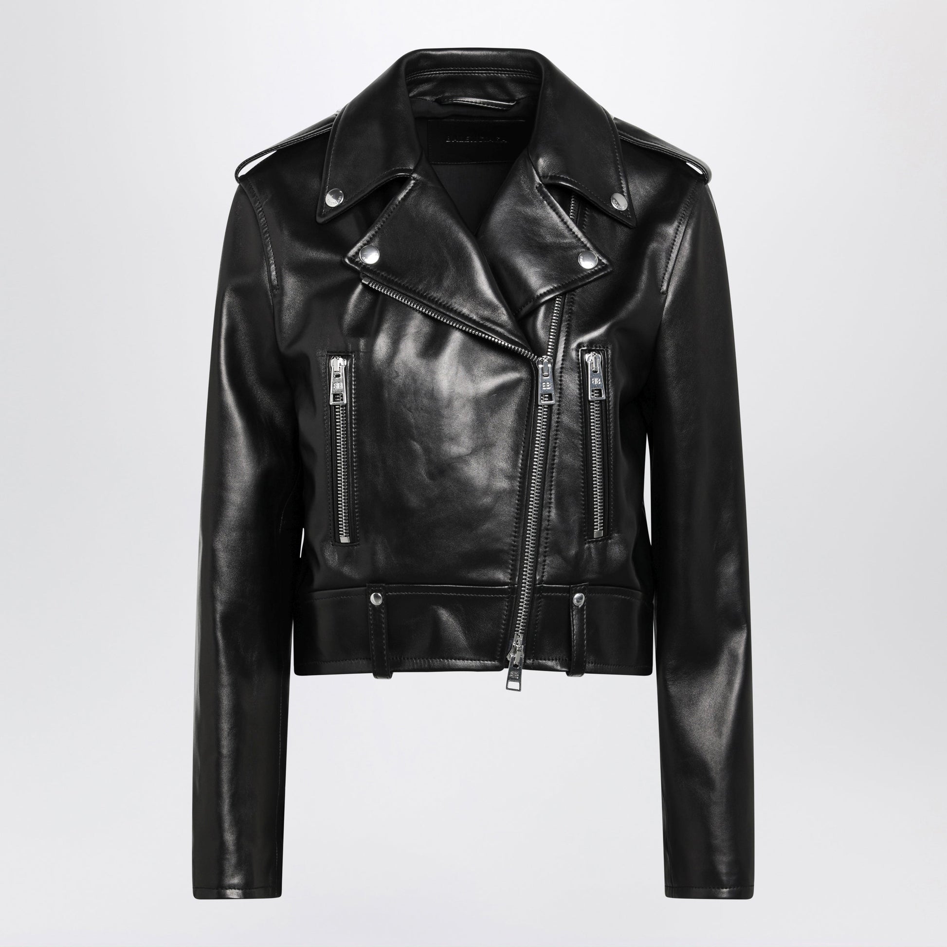 Balenciaga Black Leather Biker Jacket Women BALENCIAGA