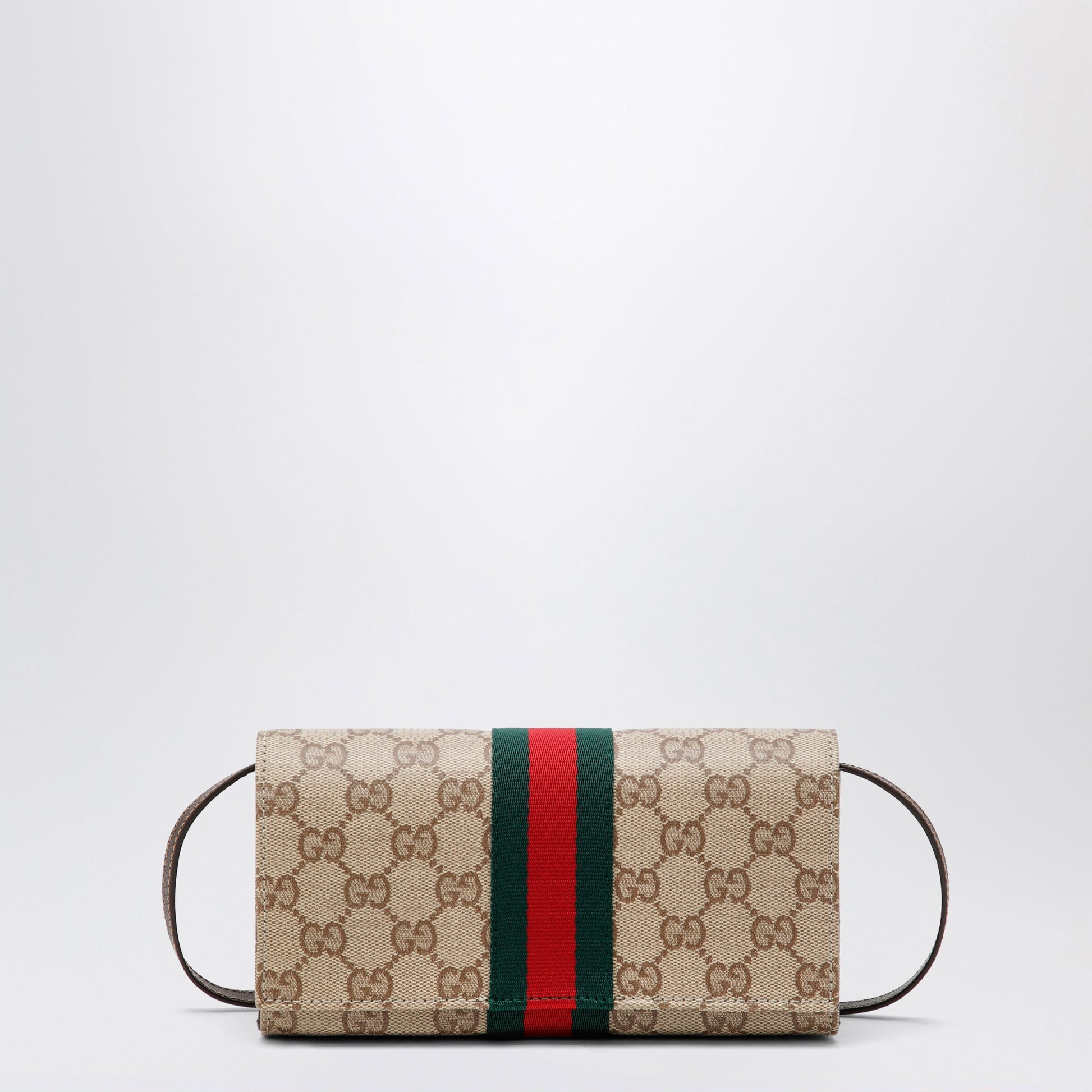 Gucci Small Pouch In Gg Canvas With Web Stripe Women GUCCI