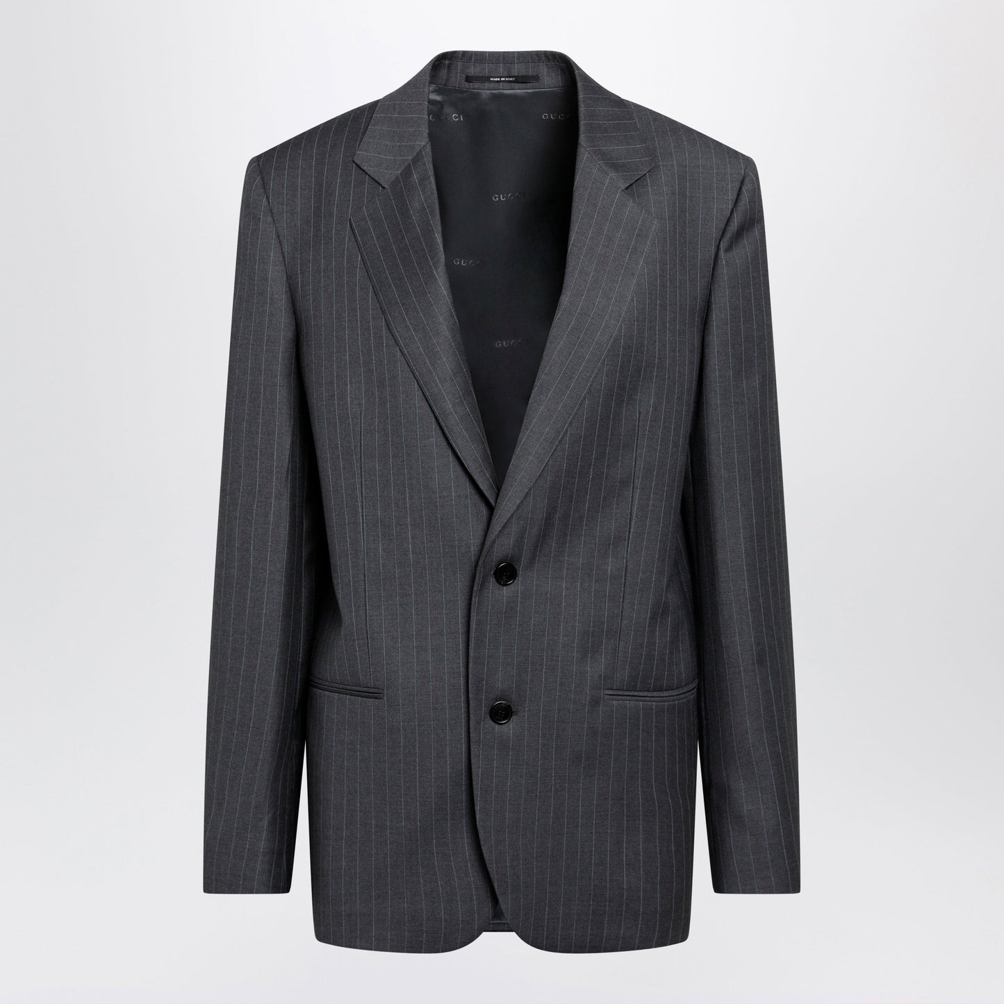Gucci Grey/Light Blue Pinstripe Wool Jacket Women GUCCI