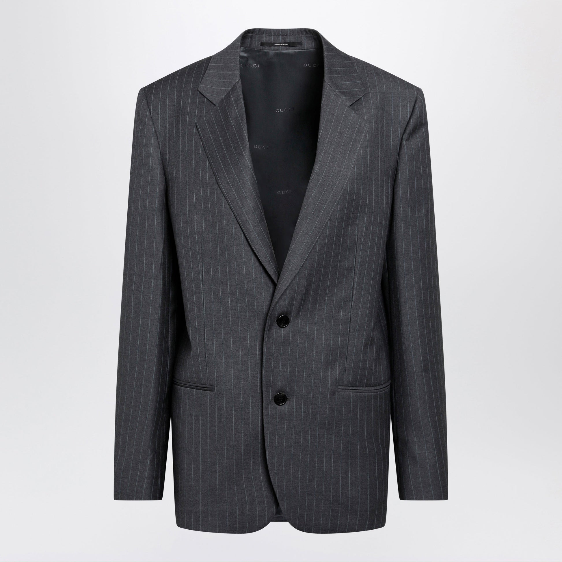 Gucci Grey/Light Blue Pinstripe Wool Jacket Women GUCCI