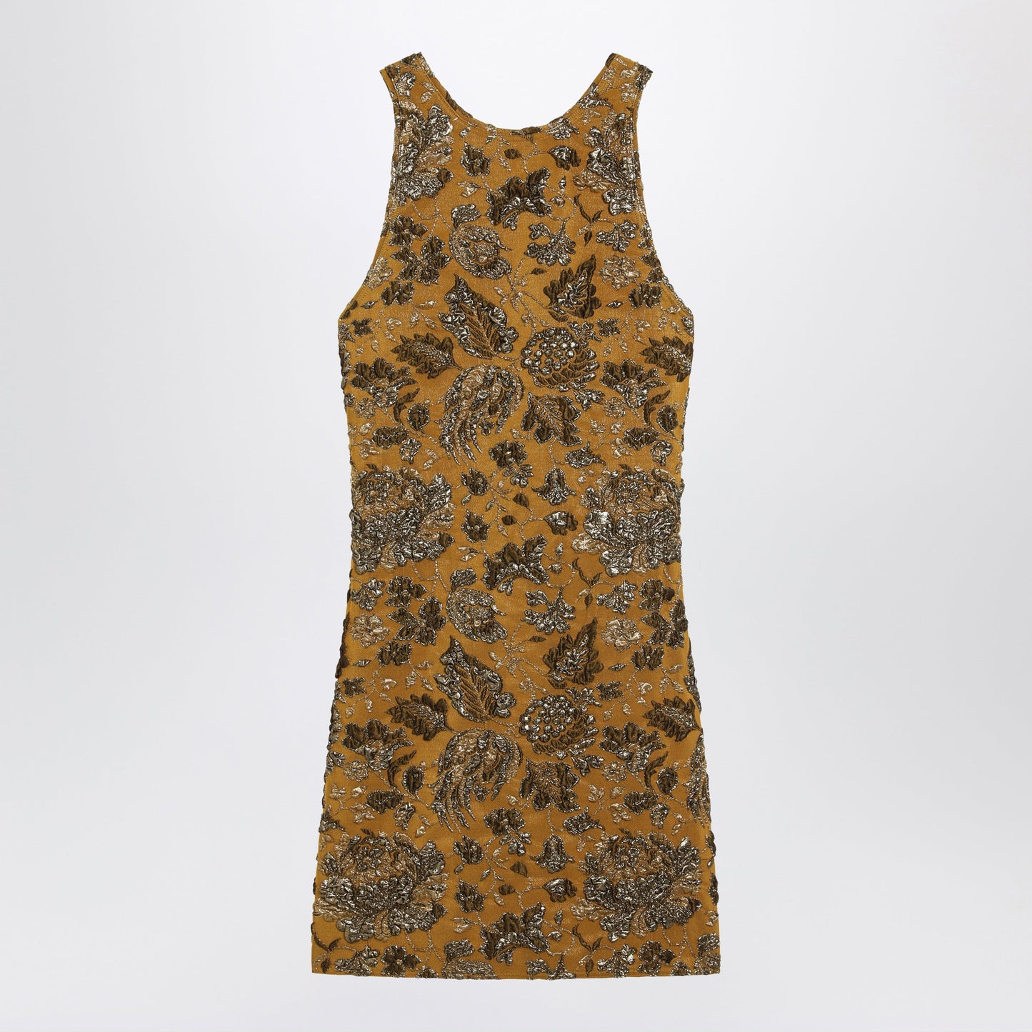 Saint Laurent Mini Dress In Gold Stretch Brocade Women SAINT LAURENT