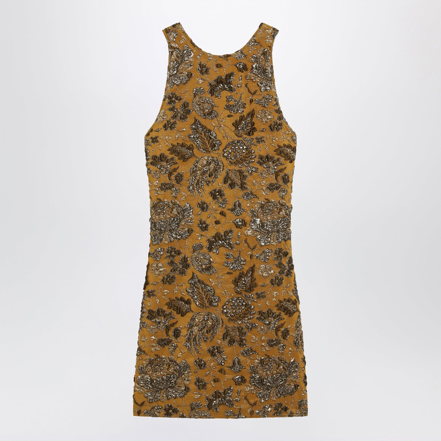 Saint Laurent Mini Dress In Gold Stretch Brocade Women SAINT LAURENT