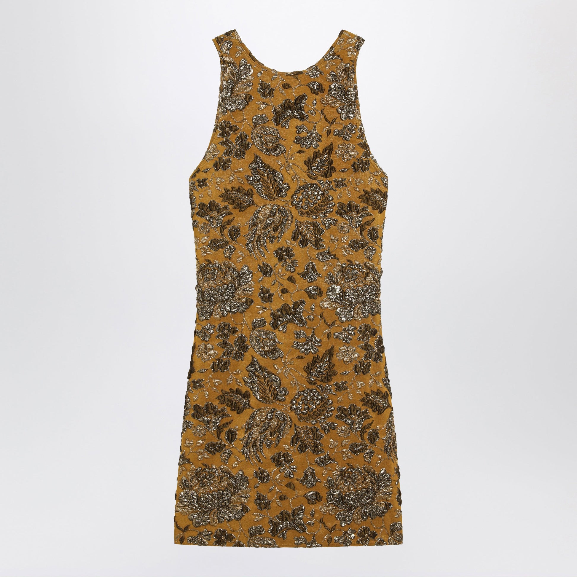 Saint Laurent Mini Dress In Gold Stretch Brocade Women SAINT LAURENT