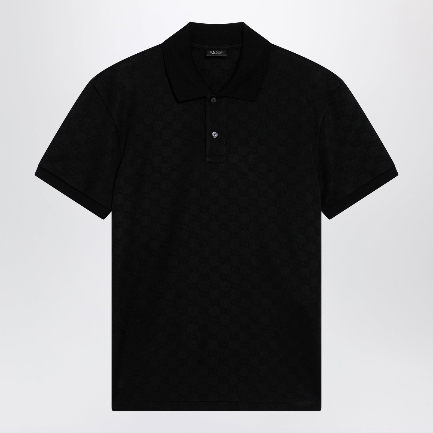 Gucci Black Gg Jacquard Technical Jersey Polo Shirt Men GUCCI
