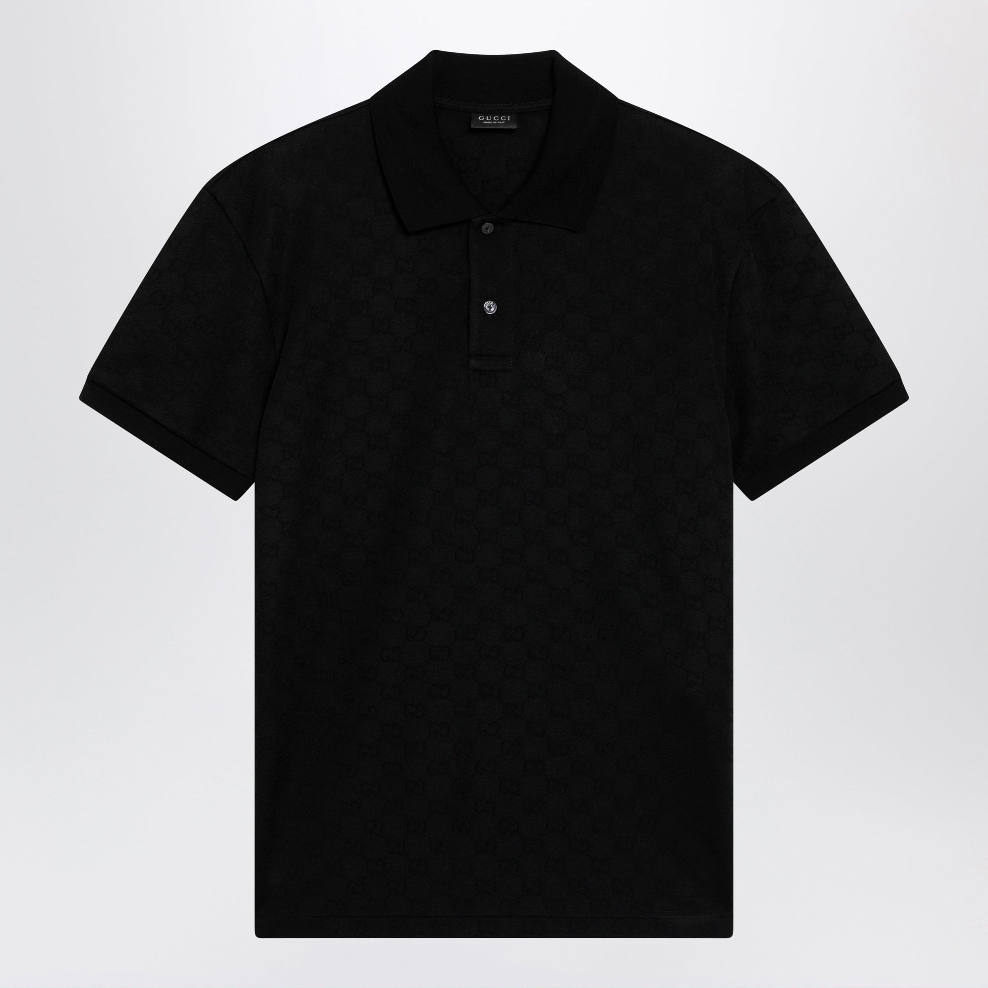Gucci Black Gg Jacquard Technical Jersey Polo Shirt Men GUCCI