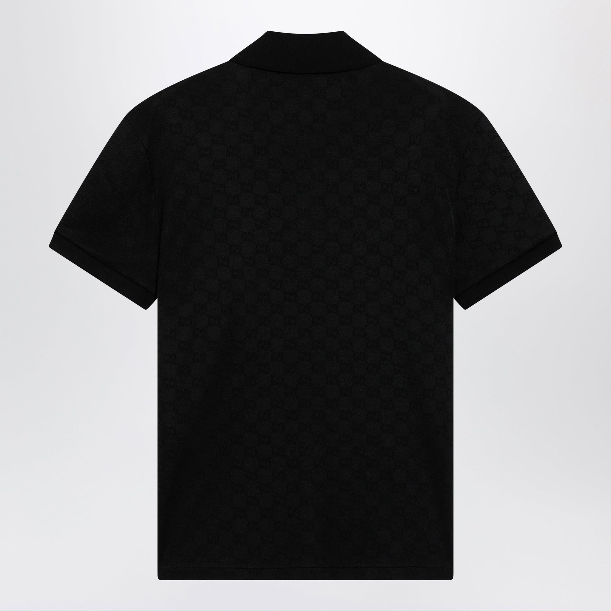 Gucci Black Gg Jacquard Technical Jersey Polo Shirt Men GUCCI