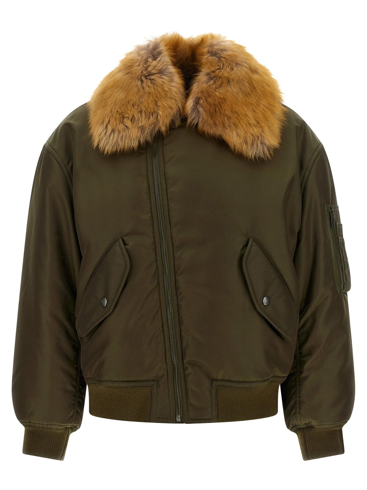 Saint Laurent Women Removable Shearling Neck Bomber Jacket SAINT LAURENT