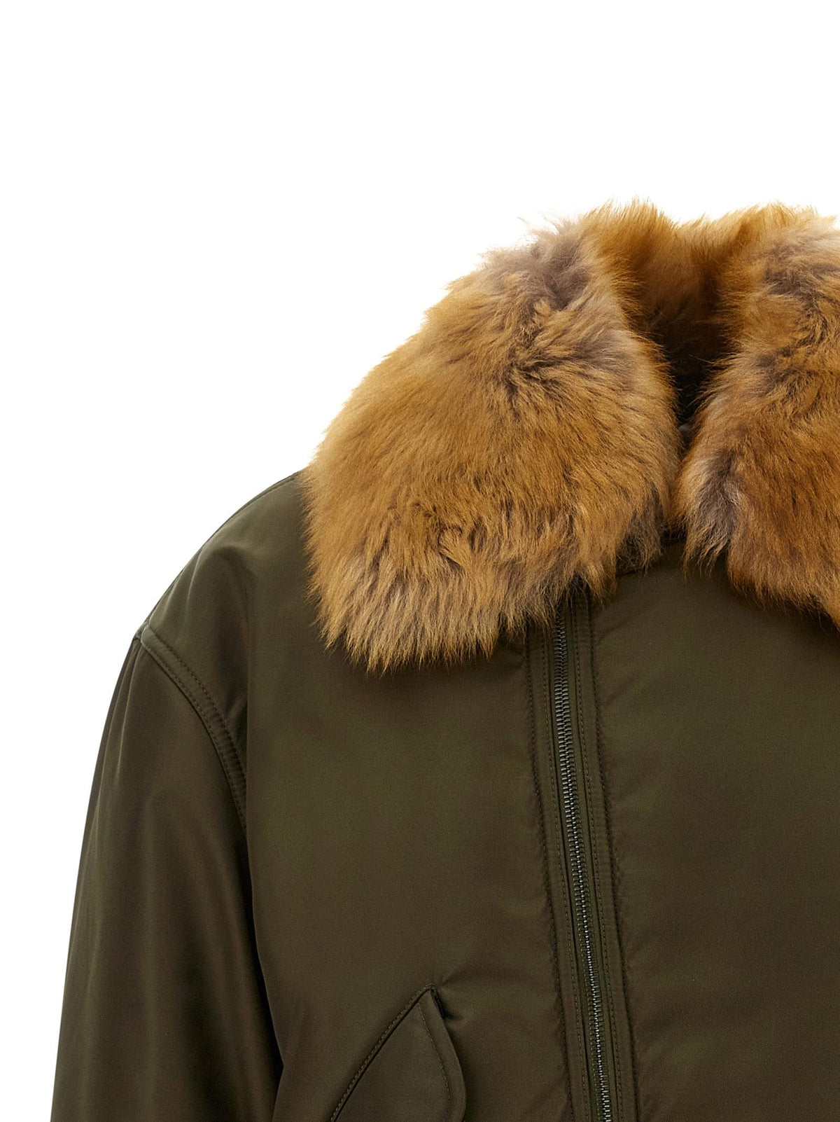 Saint Laurent Women Removable Shearling Neck Bomber Jacket SAINT LAURENT