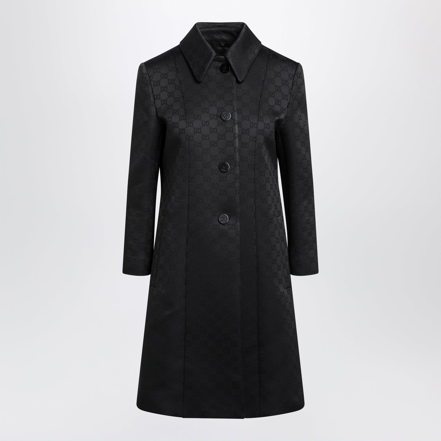 Gucci Black Gg Jacquard Viscose Coat Women GUCCI