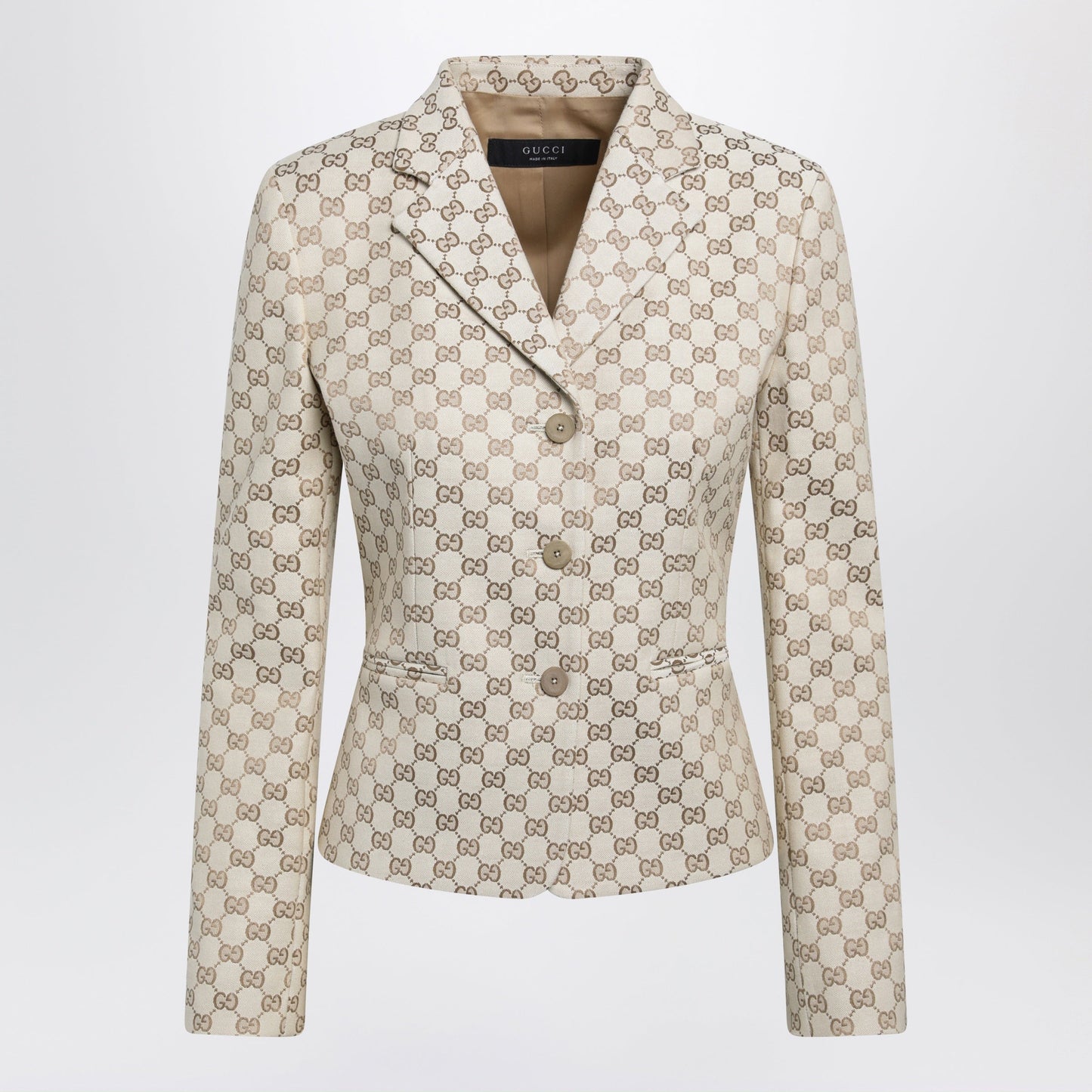 Gucci Fitted Jacket In New Sand Gg Cotton Women GUCCI