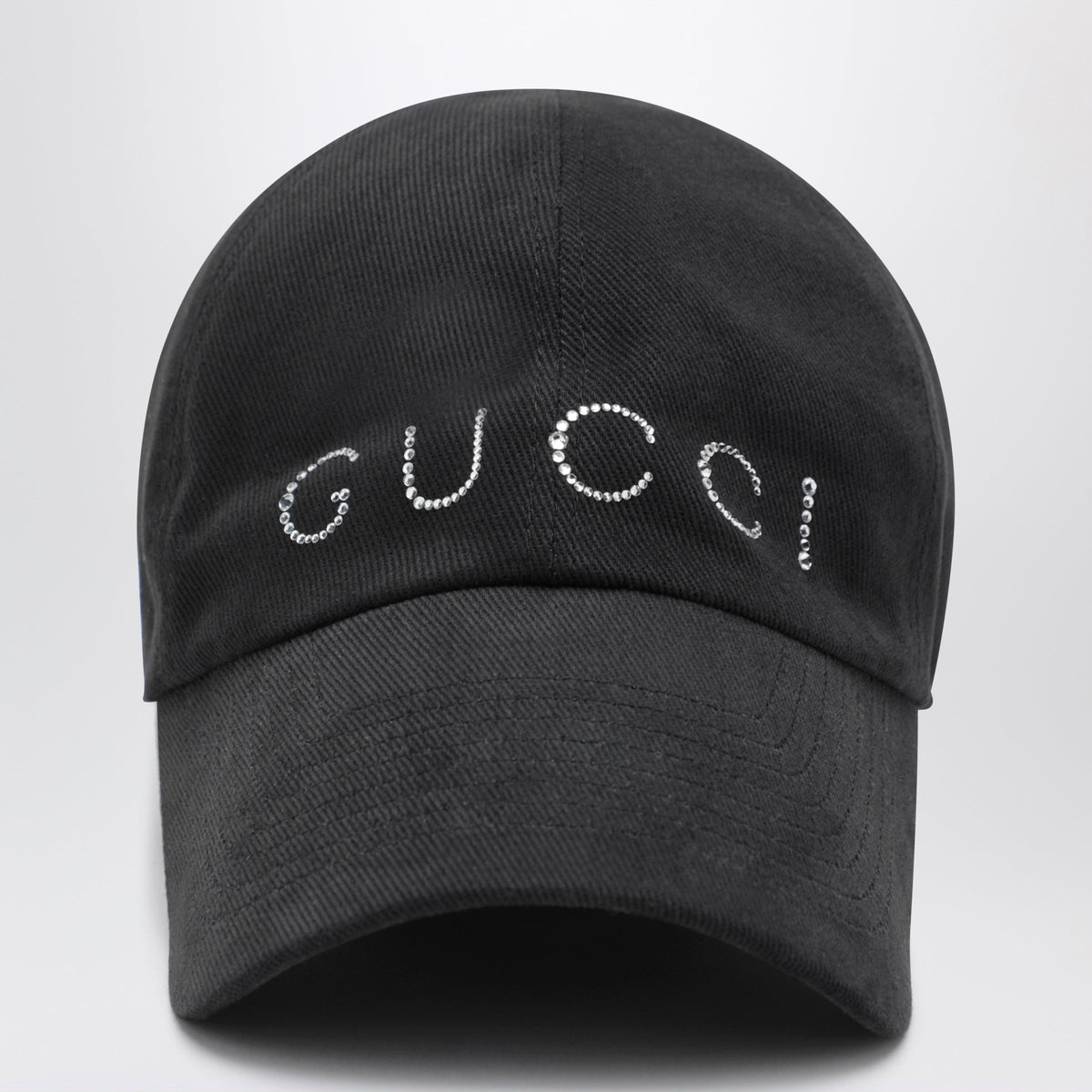 Gucci Black Baseball Cap With Crystal Logo Women GUCCI