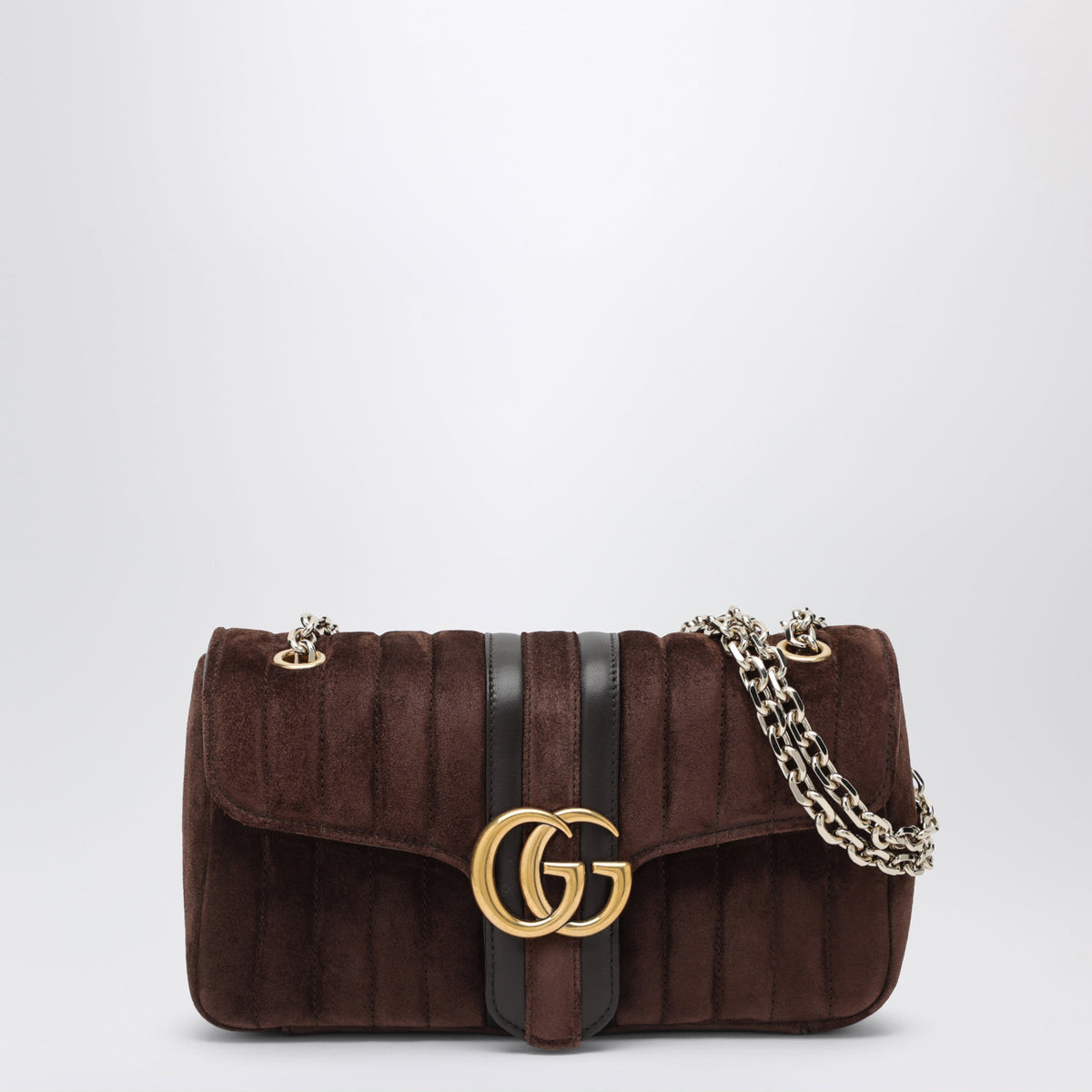 Gucci Jetset Gg Marmont Medium Brown Suede Bag Women GUCCI