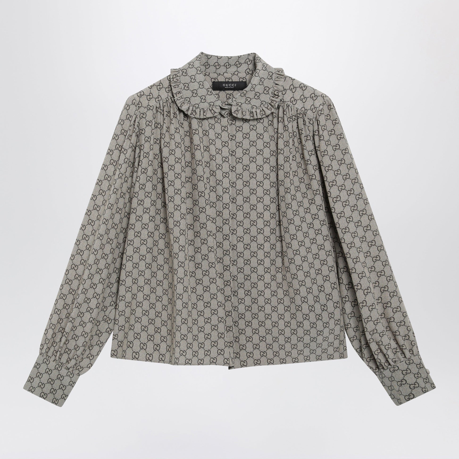 Gucci Beige Gg Print Silk Crãªpe De Chine Shirt Women GUCCI