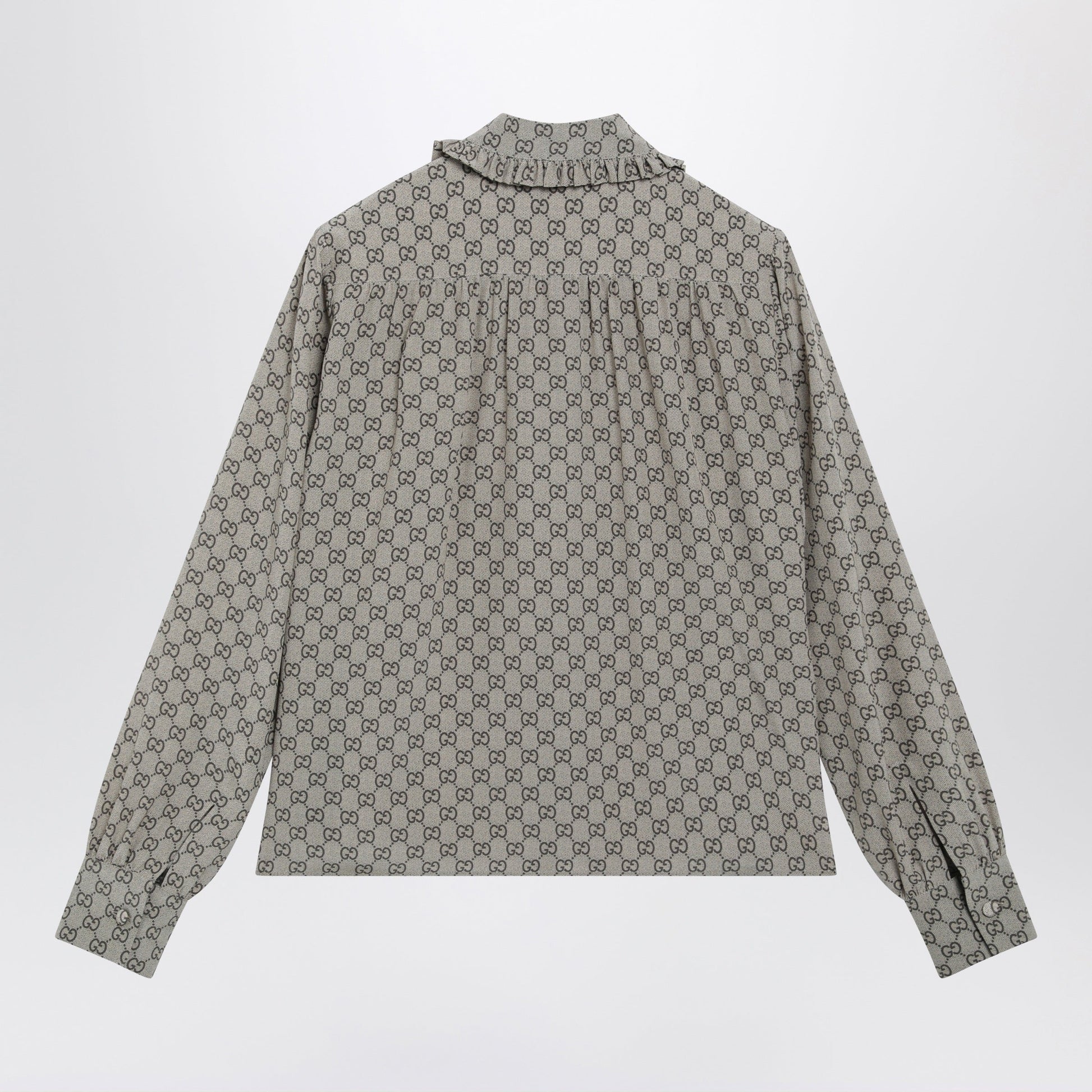 Gucci Beige Gg Print Silk Crãªpe De Chine Shirt Women GUCCI