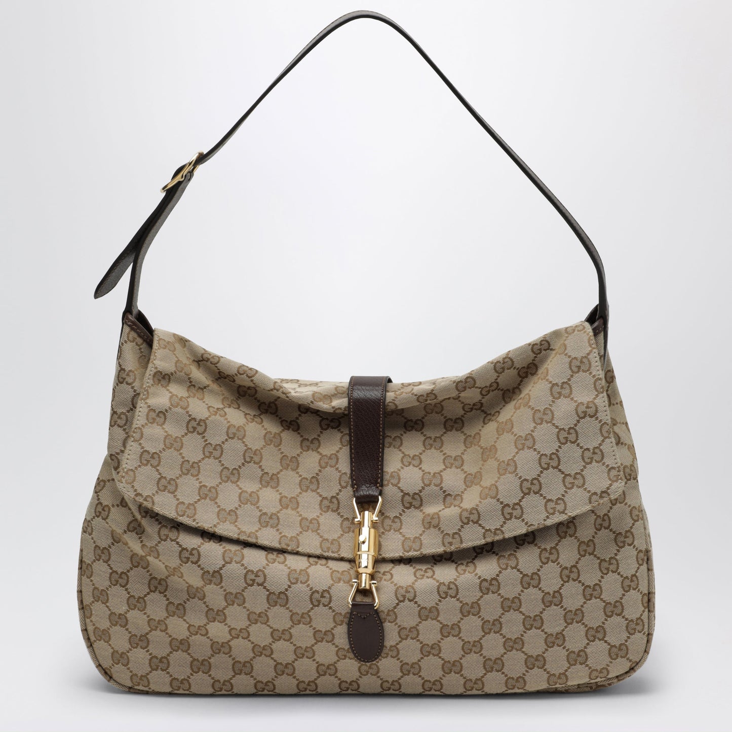 Gucci Jackie Flap Large Brown Gg Fabric Shoulder Bag Men GUCCI