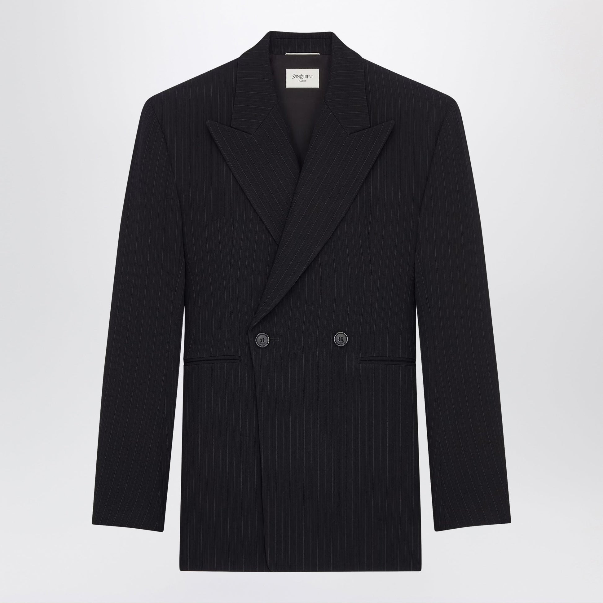 Saint Laurent Black Double-Breasted Jacket In Virgin Wool Men SAINT LAURENT