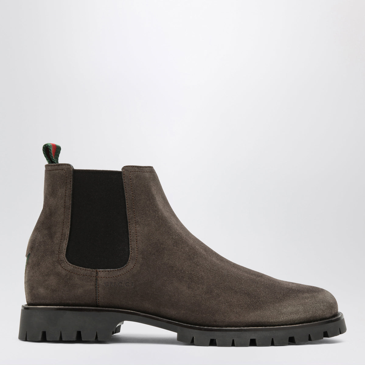 Gucci Brown Suede Chelsea Boots With Web Detail Men GUCCI