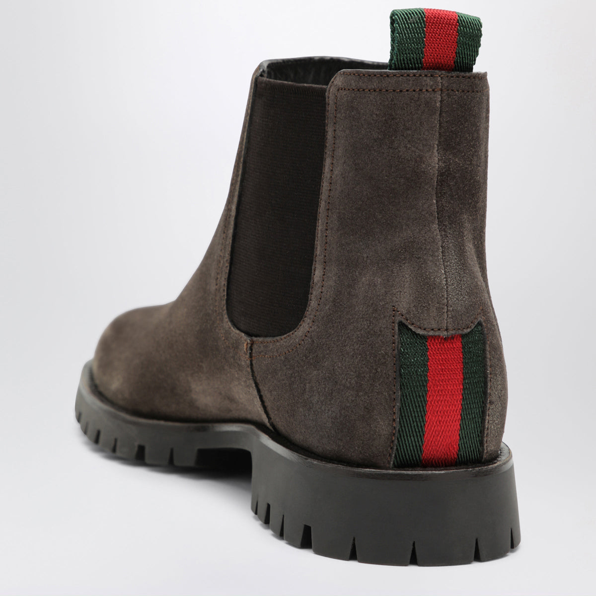 Gucci Brown Suede Chelsea Boots With Web Detail Men GUCCI