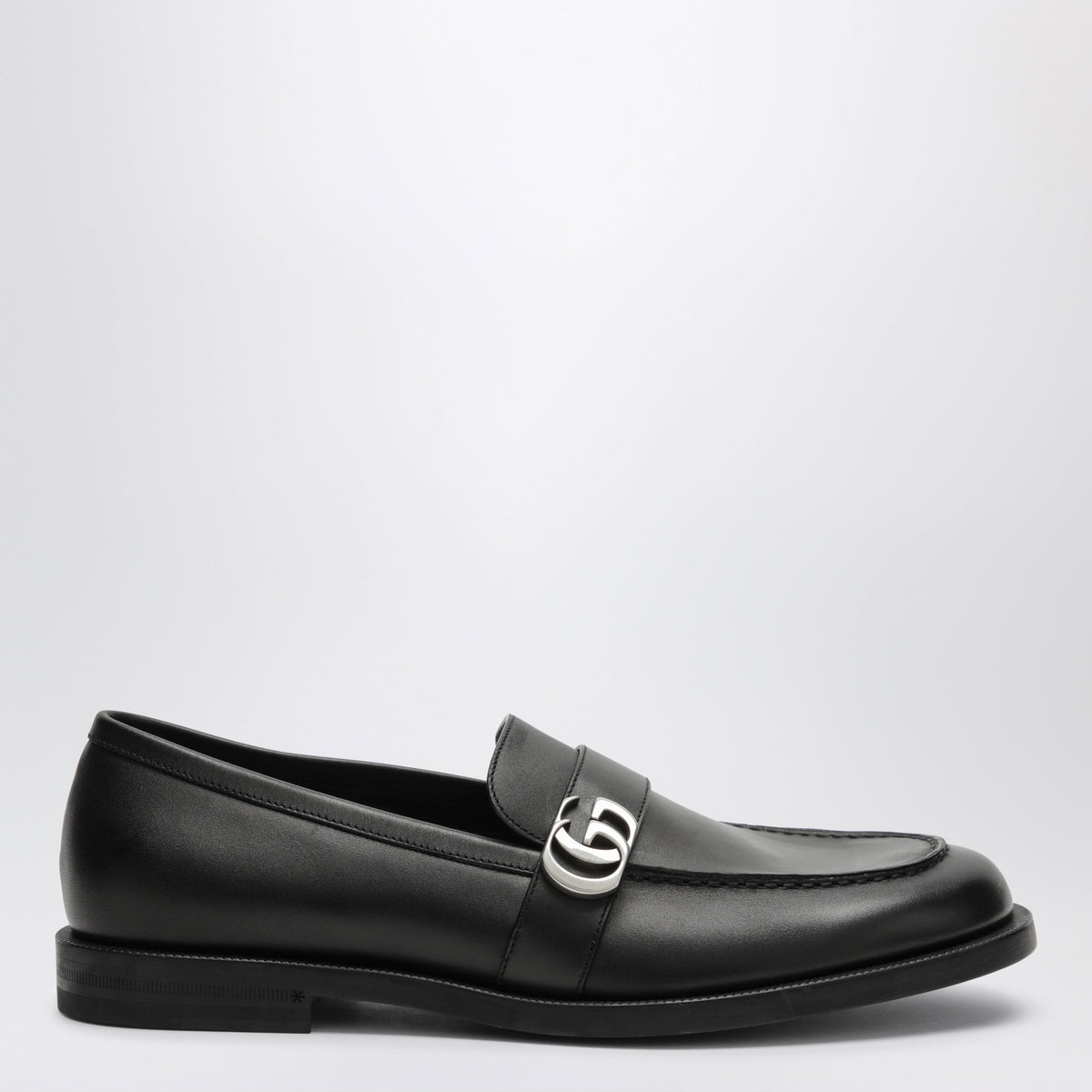 Gucci Black Brushed Leather Loafers With Double G Men GUCCI