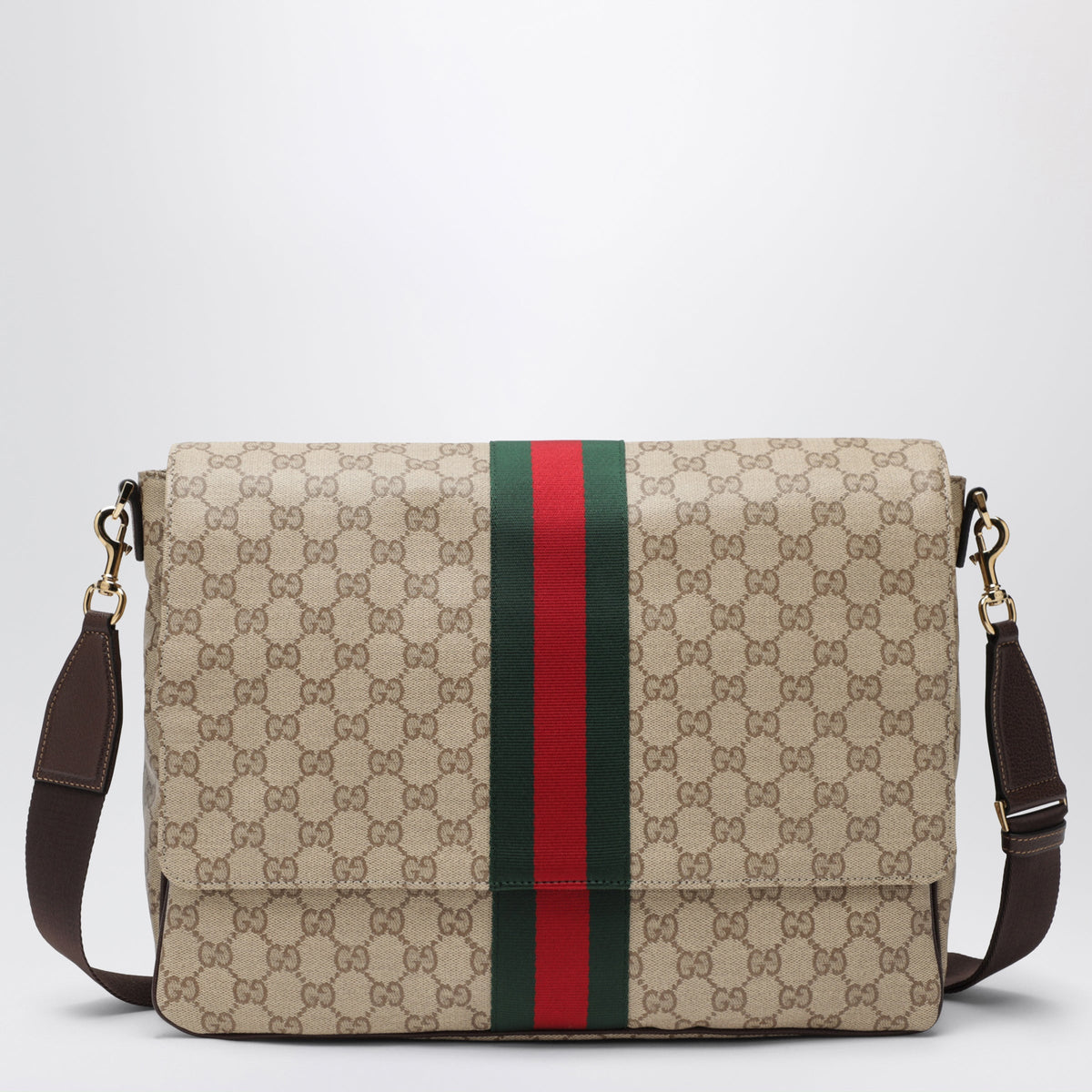Gucci Medium Brown Gg Canvas Shoulder Bag Men GUCCI