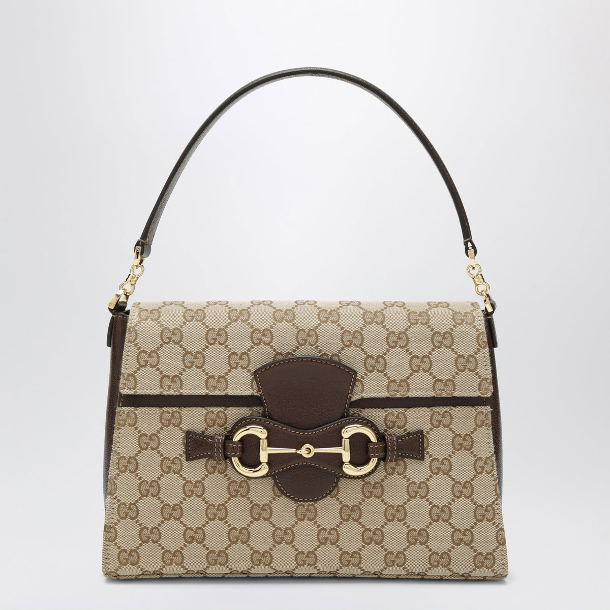 Gucci Brown Horsebit Duomo Handbag In Gg Fabric Women GUCCI