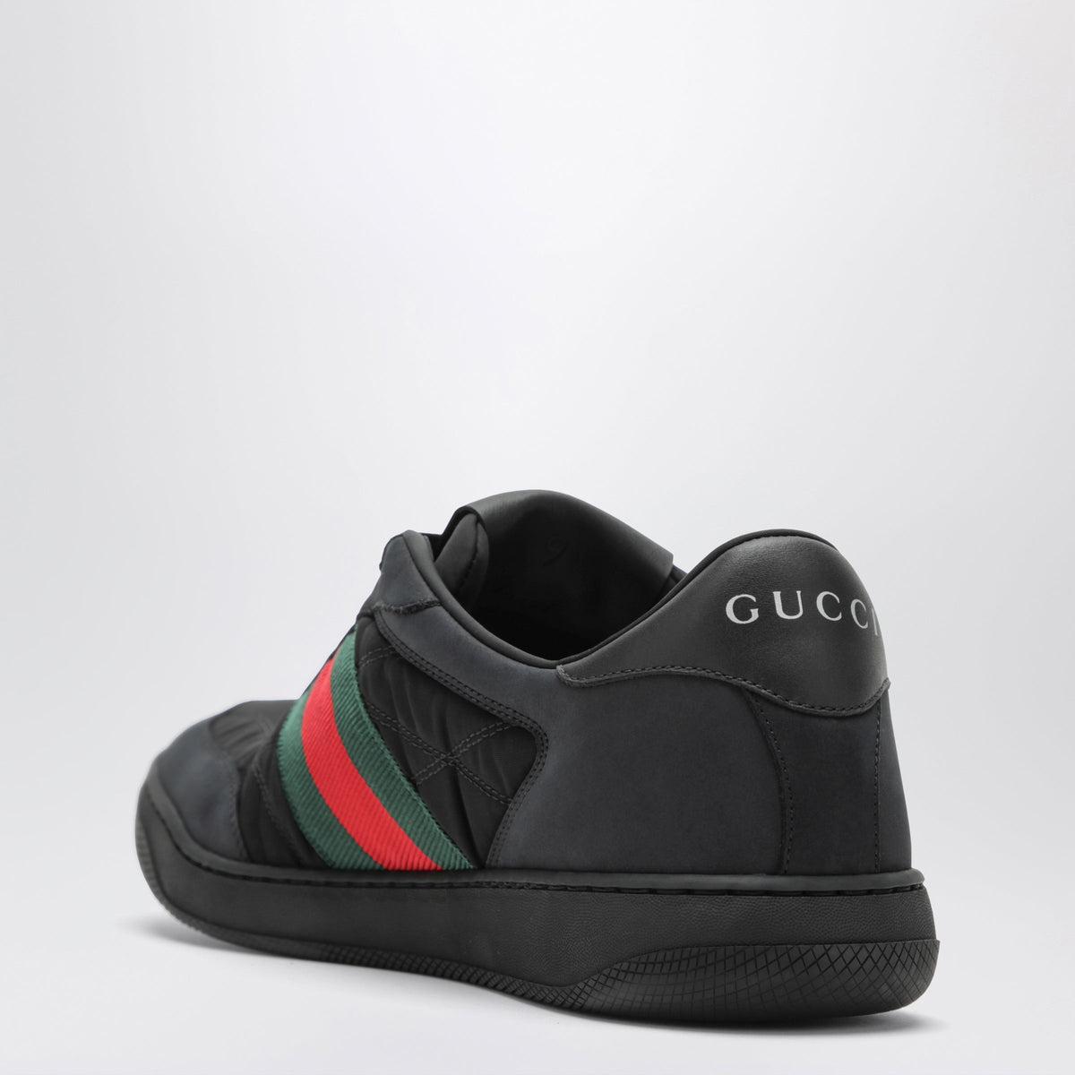 Gucci Black Screener Sneakers In Leather And Fabric Men GUCCI