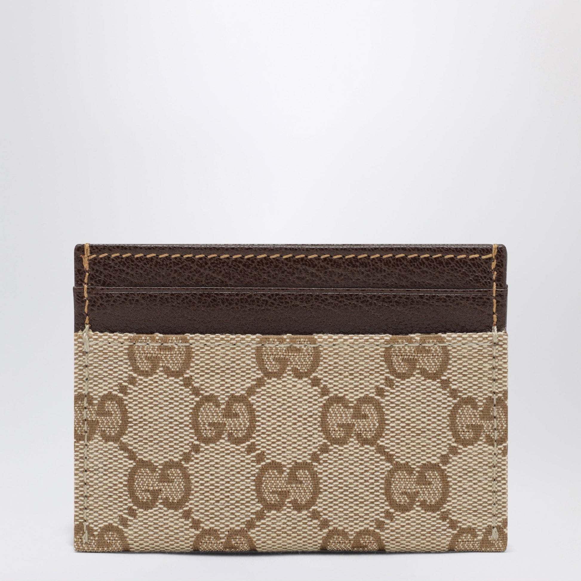 Gucci Horsebit Card Holder In Gg Fabric In Beige/Brown Women GUCCI