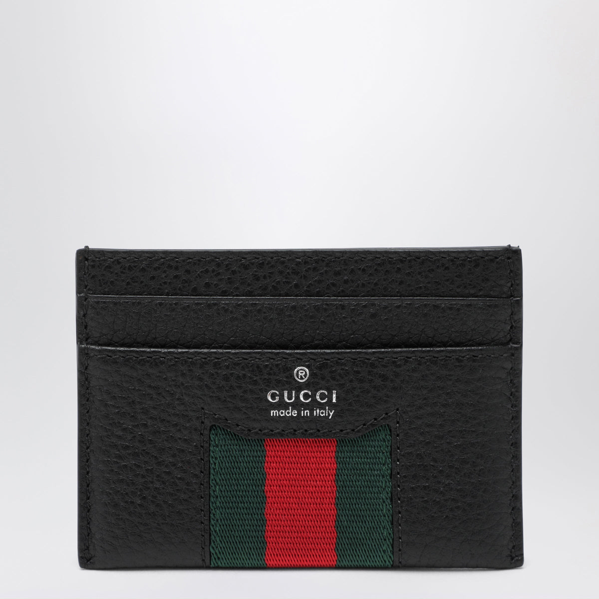 Gucci Web Trademark Black Leather Bi-Fold Wallet Men GUCCI