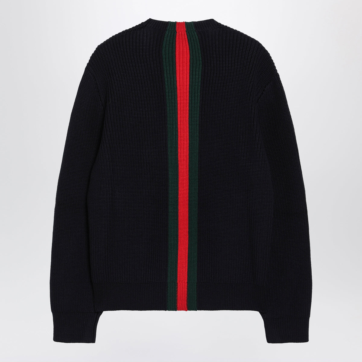 Gucci Blue Sweater In Wool With Web Detail Men GUCCI