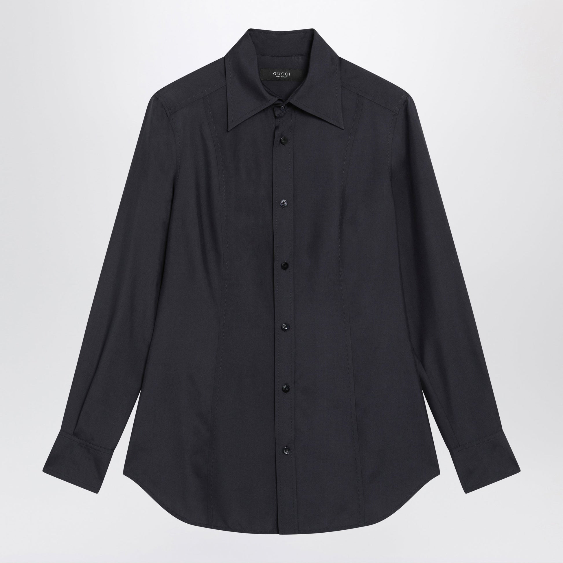 Gucci Ink-Colored Silk Poplin Shirt Women GUCCI