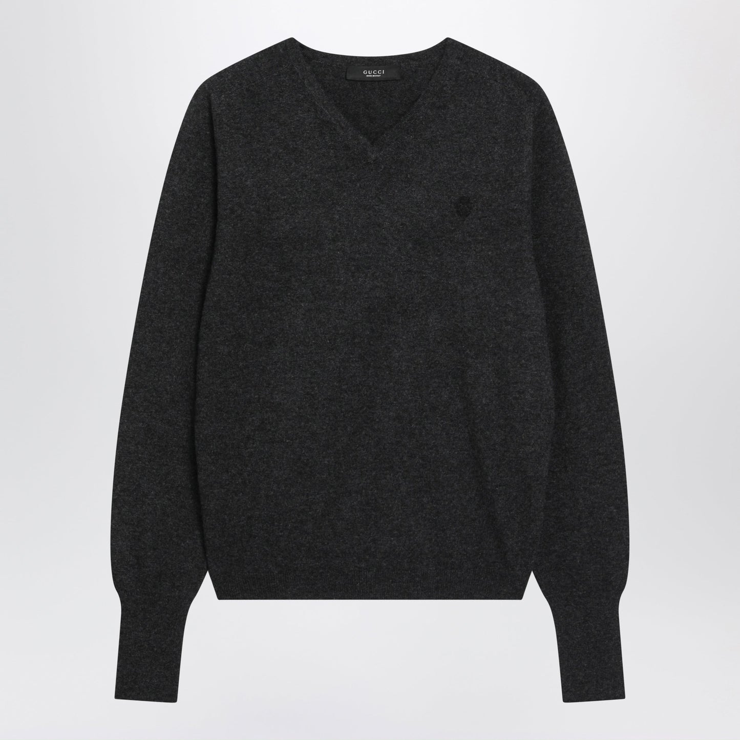 Gucci Dark Grey Cashmere V-Neck Sweater Women GUCCI