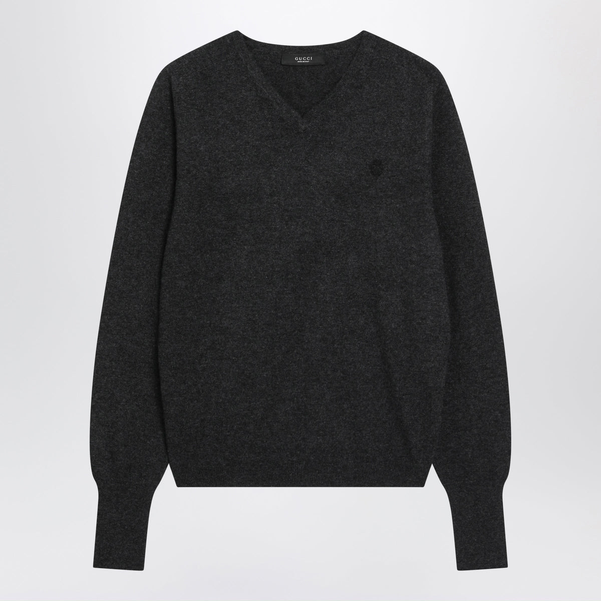 Gucci Dark Grey Cashmere V-Neck Sweater Women GUCCI